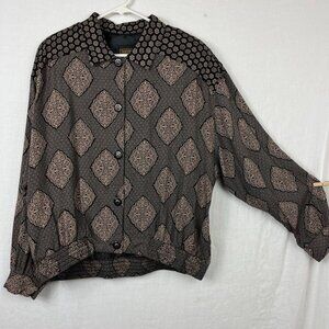 90s Baronesa Full‎ Button Rayon Jacket Womens L - XL Paisley Baggy Shacket Indie